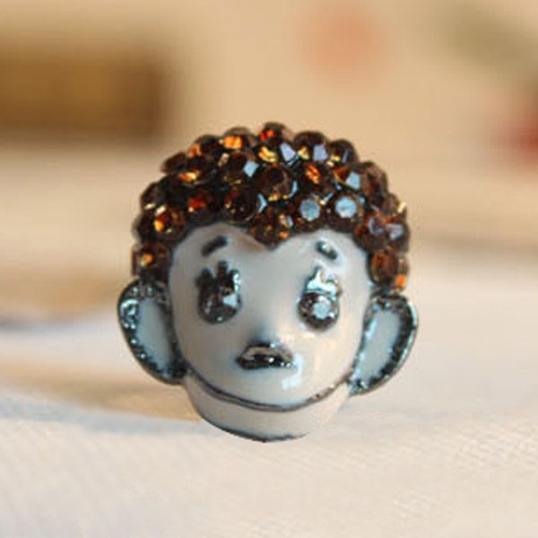 one unique lovely humrous Rhinestone Monkey Animal Ring  