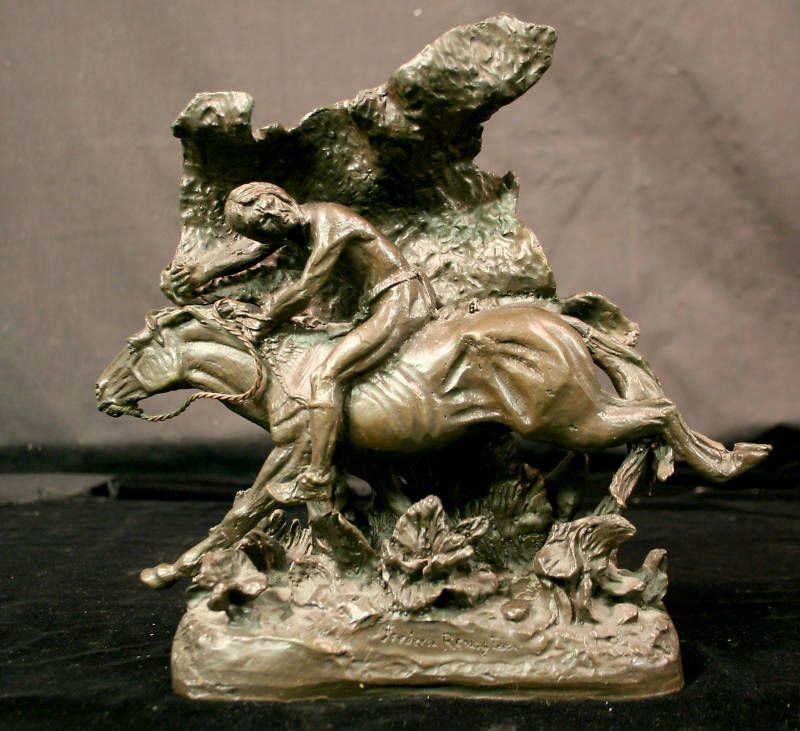 Remington Style Indian on Horseback Vintage BRONZE  