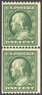 348, Mint LINE PAIR LH/NH VF PSE Cat $475.00  