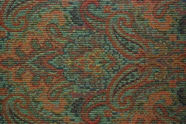 Robert Allen Red Blue Green Paisley Damask Drapery Chenille Upholstery 