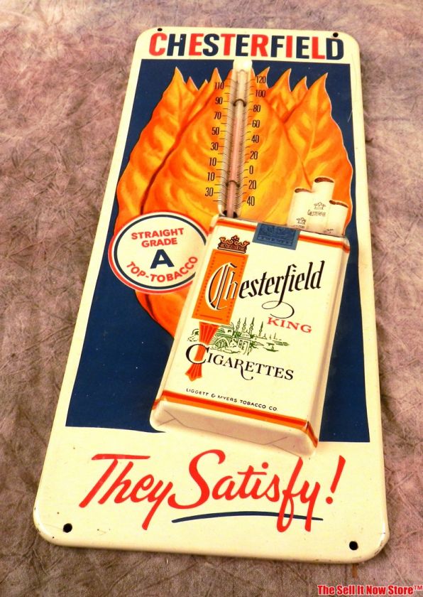   KING CIGARETTES Advertising Tin Sign Ad Thermometer Tobacco  