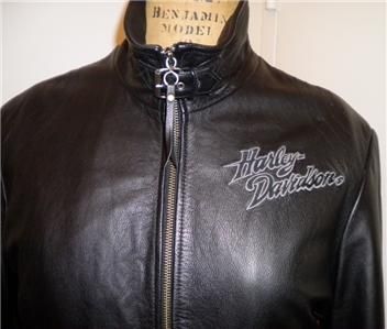Harley Davidson Isis Elaborate Eagle Style Black Leather Jacket