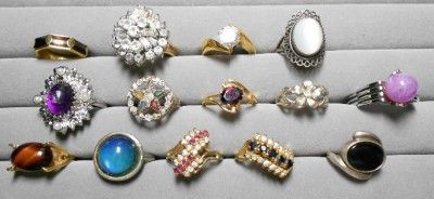 Vintage Lot of Rings   Sarah Coventry Sterling Eastern Star Rhinestone 