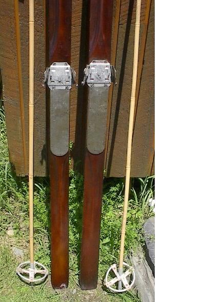 ANTIQUE Wooden Skis 80 Wood Skiis OLD BAMBOO POLES Ski  