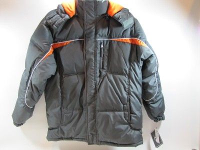 NWT BOYS VERTICAL9 WINTER PUFF COAT GREY ORANGE 14/16  