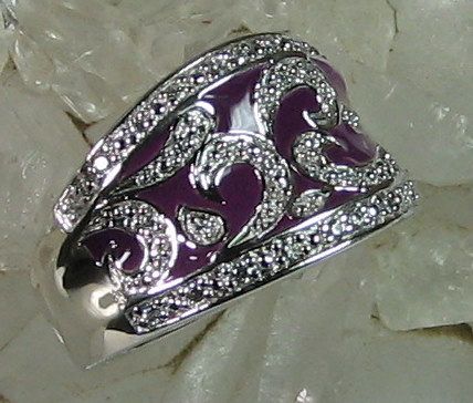  Victoria Wieck .28ct Absolute Sterling Silver Pavé Enamel Ring SZ 