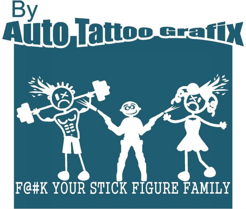 YOUR STICK FIGURE FAMILY Decal Sticker Car Truck Bike Surf Funny 