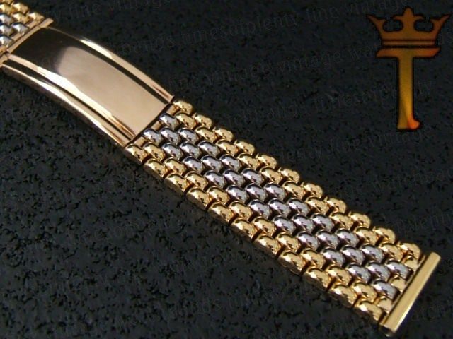 NOS 5/8 Gemex Rice Beads 2 Tone 50s Vintage Watch Band  