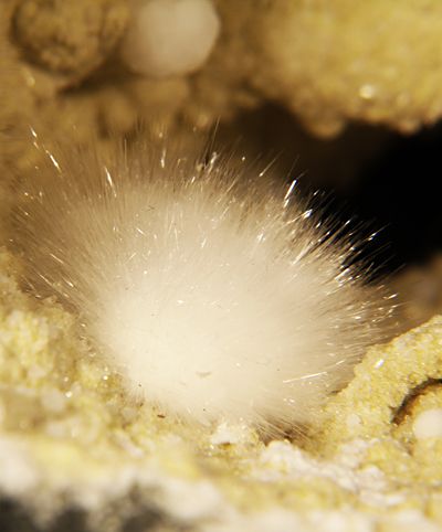 Puffball OKENITE Crystal Balls In Basalt GEODE  