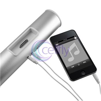 Silver Tube Speaker Dock Accessory For Apple iPod Touch 2G 2nd 3G 3rd 