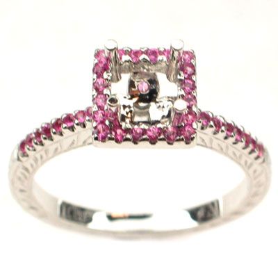 26CT GENUINE PINK SAPPHIRE SEMI MOUNT ENGAGEMENT RING  