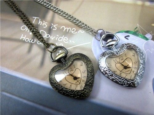 Quartz Heart Pocket Watch Necklace Pendant ladies pocket watches 