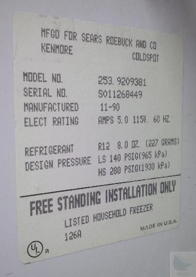   refresh electronics kenmore coldspot 253 9209381 laboratory scientific