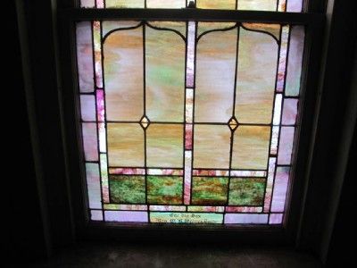 VICTORIAN ANTIQUE PAIR OF STAINED GLASS WINDOWS 10JB52  