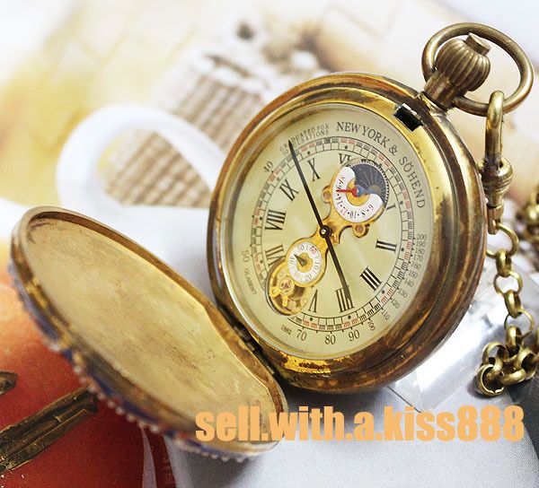 Jewelry Archaize 5 Hands Mechanical Brass Pocket Watch  