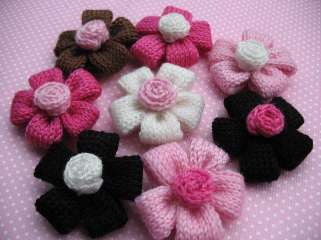 SALE* 80 Wool Handmade Crochet 2 Flower Hair Bow 8 Colors C018 