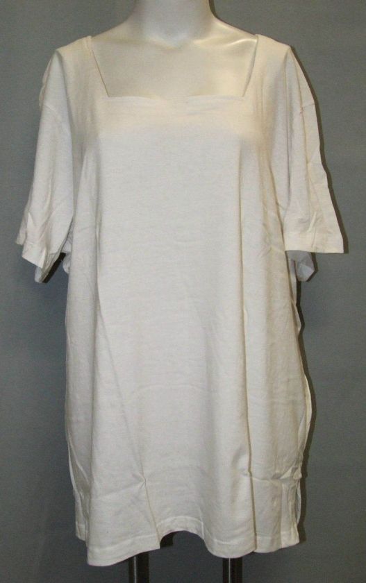 Plus Size 4X Squareneck Mega Tunic Top White  