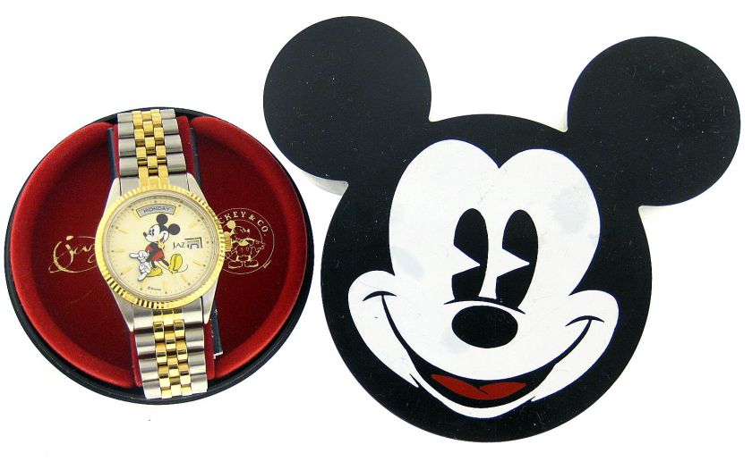 Lorus 1990s Quartz Mens Mickey Mouse Coin Bezel JAZ Pointing Hands 