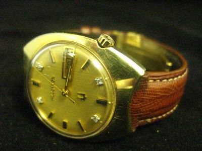 14k Swiss Bulova Mens Leather Band Wrist Watch Working  