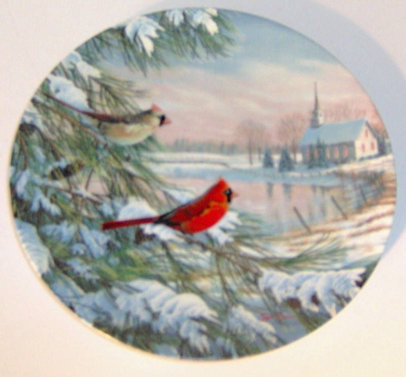 Cardinals in Winter Sam Timm Collector Plate Knowles  