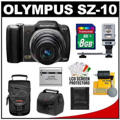 Olympus SZ 10 18x Zoom 3D Black Digital Camera SZ10 Kit  