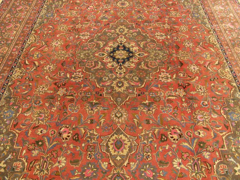 9x12.6 Handmade Carpet Antique Persian Kashan Wool Rug  