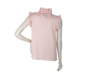 NEW Dialogue Charmeuse Blouse w/Ruffle Detail BLUSH/M  