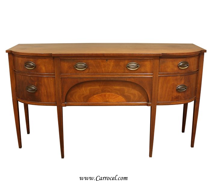 Antique Mahogany American Federal Inlaid Sideboard Buffet  