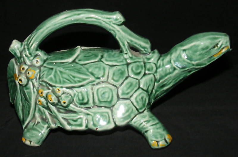 McCoy Hand Painted Vintage Pottery Turtle Watering Can  