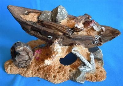 Aquarium Decoration 7.5 Shipwreck Ornament @ Reptile Fresh or Marine 