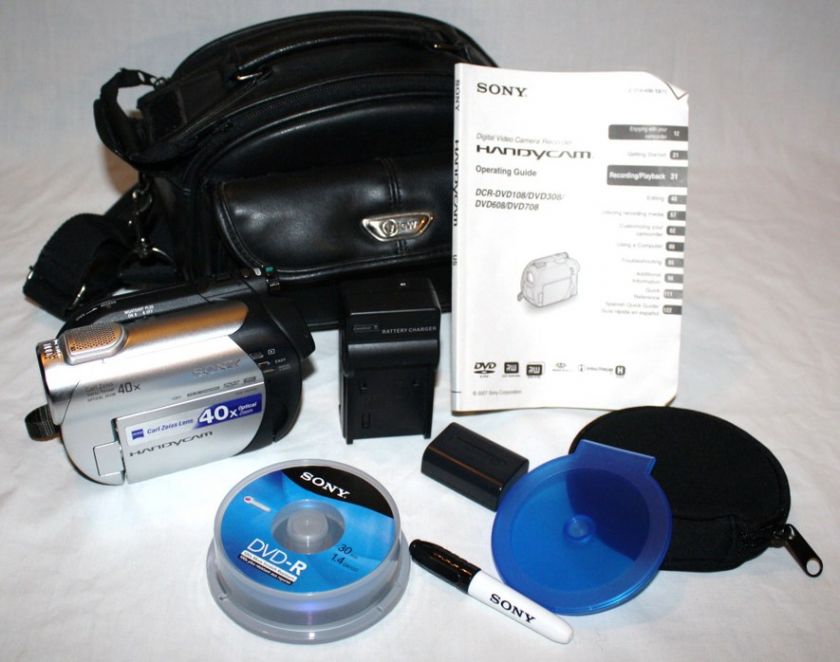 SONY Handycam DCR DVD108 DVD Video Recording Camcorder Camera Bundle 