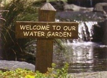 Water Garden Sign  koi pond welcome accent faux wood decoration 