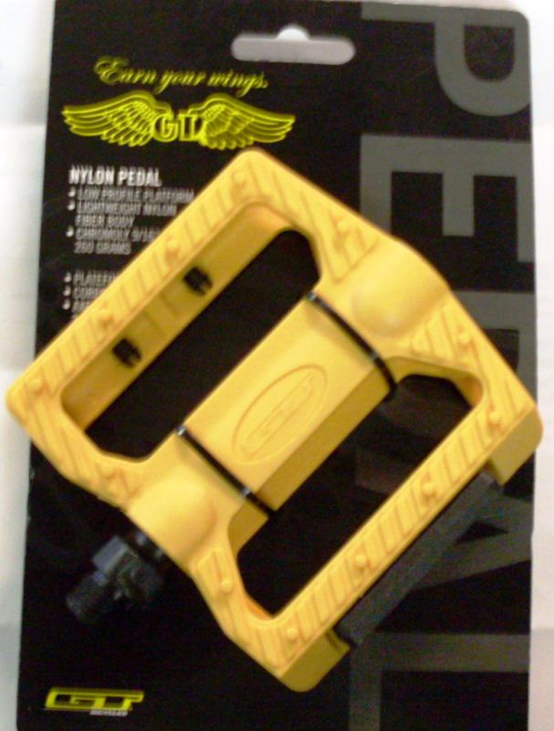 GT Bike Pedals 9/16 Nylon Yellow BMX, Mountain, Park  