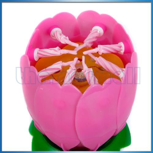 5Pcs Music Lotus Flower Rotating Birthday Candles Party  