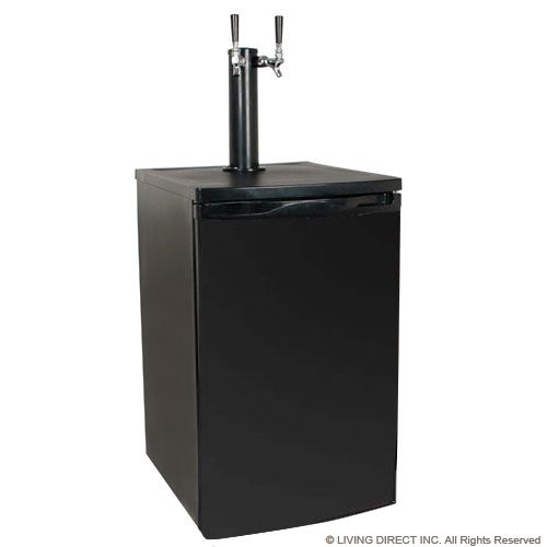    Size Dual Tap Beer Kegerator, Fridge, &Dispenser Black/Chrome  