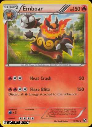 PKBW # 19 Emboar PARALLEL (Reverse) FOIL Pokemon Card  