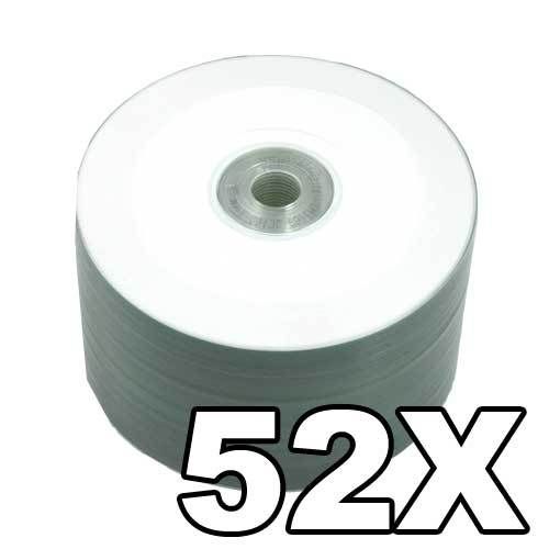 100 White Inkjet 52x CD R Clear Hub Printable Blank CD CDR Media Disk 