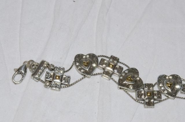 NWT BRIGHTON Hearts Cross Sliding Charm Bracelet w/ TIN  