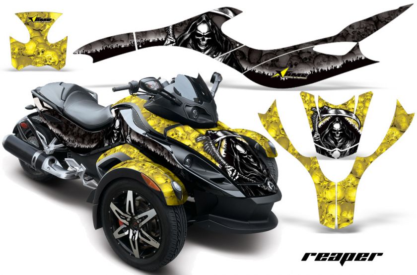 AMR GRAPHICS WRAP KIT CAN AM CANAM SPYDER YELLOW REAPER  