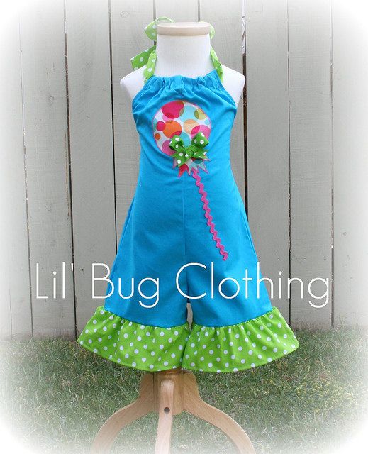 Custom Lime Dot Candy Aqua Shortall Birthday Girl  