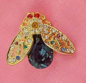 AUSTRIAN CRYSTAL RHINESTONE BUMBLE BEE BROOCH PIN  