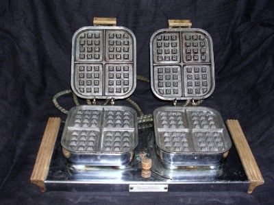 Vintage Twin Matic Waffle Iron Brunchmaster W 50 art deco CHICAGO USA 