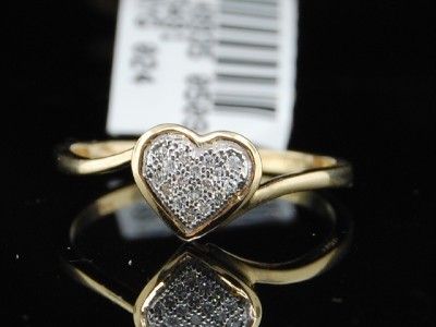 LADIES YELLOW GOLD DIAMOND HEART LOVE ENGAGEMENT RING  