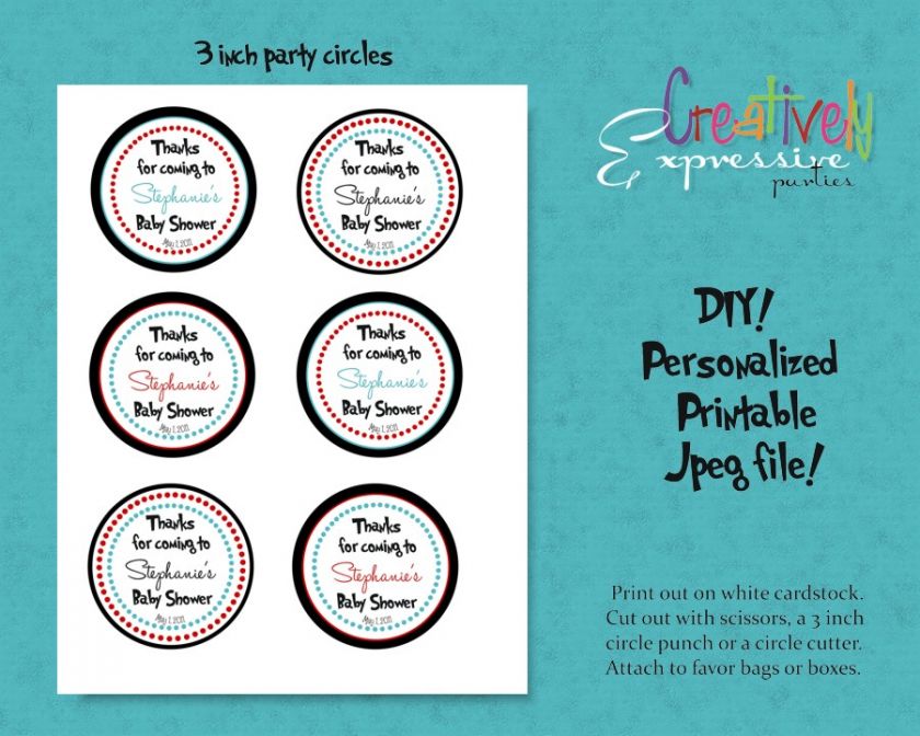 Custom Dr. Seuss Party Supplies, you print, choose ONE  