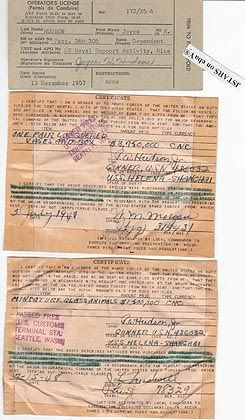 1957 U.S. NAVY DRIVERS LICENSE, NICE, FRANCE + EPHEMERA  