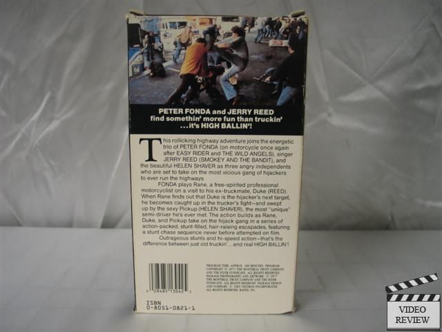 High Ballin VHS Peter Fonda, Jerry Reed, Helen Shaver  