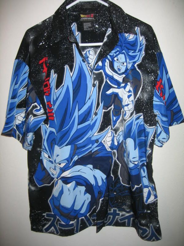   MENS L LARGE hawaiian SUPER SAIYAN GT KAI GOKU ANIME ALOHA  