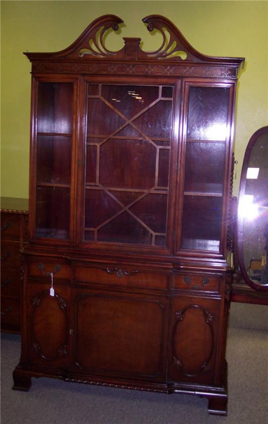 Mahogany Carved China Hutch by Bernhardt Furniture Co  