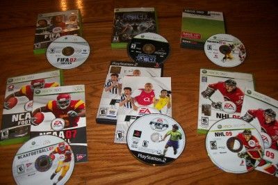 XBOX 360 GAME LOT FIFA 07 NHL 09 NCAA 07 MADDEN NFL 10 STAR WARS FORCE 