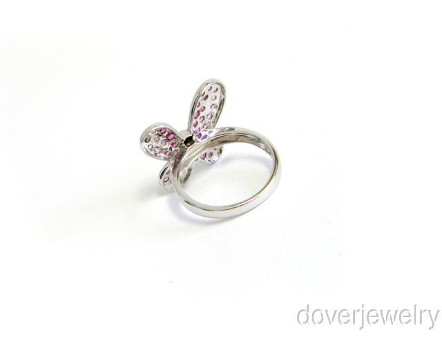 Estate Diamond 1.07ct 18K Gold Pink Sapphire Butterfly Ring NR  